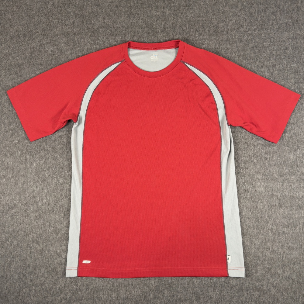 Alo CoolFit Shirt Mens Small Red Short Sleeve Raglan Performance Athletic Tee